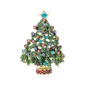 Alloy Rhinestone Christmas Tree Brooch For Holiday Apparel Decoration – Green view 1