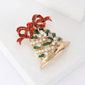 Alloy Rhinestone Christmas Bell Brooch Pin With Enamel Decoration view 3