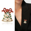 Alloy Rhinestone Christmas Bell Brooch Pin With Enamel Decoration view 2