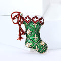 Alloy Rhinestone Enamel Christmas Sock Brooch Pin For Holiday Gifts view 2