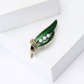 Metal Alloy Enamel Green Plant Brooch For Fresh Floral Apparel view 3