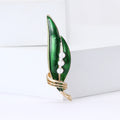 Metal Alloy Enamel Green Plant Brooch For Fresh Floral Apparel view 2
