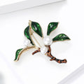 Alloy Enamel Green Plant Brooch Pin For Elegant Apparel view 4
