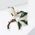 Alloy Enamel Green Plant Brooch Pin For Elegant Apparel view 3