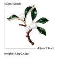 Alloy Enamel Green Plant Brooch Pin For Elegant Apparel view 5
