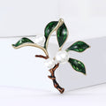 Alloy Enamel Green Plant Brooch Pin For Elegant Apparel view 2