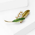 Green Enamel Alloy Plant Brooch Pin For Elegant Suit Decoration view 3