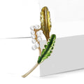 Green Enamel Alloy Plant Brooch Pin For Elegant Suit Decoration view 2