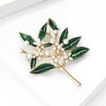 Plated Alloy Green Plant Brooch Pin For Elegant Suit Decoration view 4