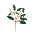Plated Alloy Green Plant Brooch Pin For Elegant Suit Decoration view 1