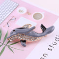 Alloy Enamel Rhinestone Dolphin Brooch Pin For Suit Clothing Decoration view 2