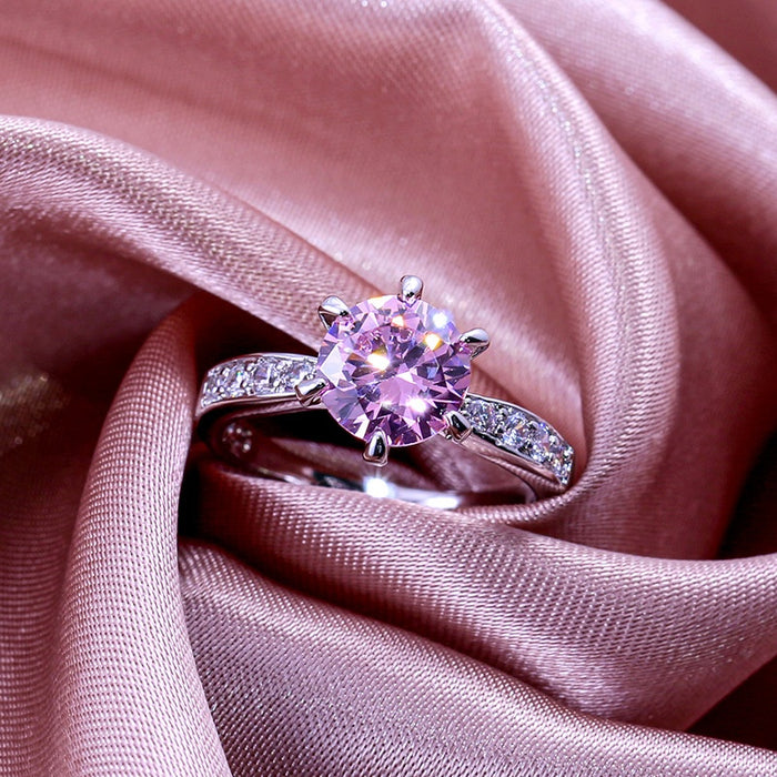 Classic Six Prong Women's Ring Minimalist Zircon Inlaid Index Finger Ring For