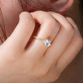 Classic Four Prong Round Zircon Ring, Real Gold Plated Copper Micro Pave Jewelry For Women view 4