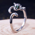 Korean Style Cute Cat Open Ring With Zircon Inlay, Adjustable Street Fashion Jewelry Accessory view 3