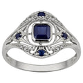 Blue Cubic Zirconia Hollow Palace Vintage Style Ring Full Stone Personality Finger Jewelry view 7