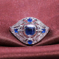 Blue Cubic Zirconia Hollow Palace Vintage Style Ring Full Stone Personality Finger Jewelry view 3