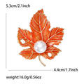 Metal Enamel Maple Leaf Pearl Brooch Pin For Clothing view 5