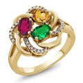 High Quality Women's Colorful Cubic Zirconia Ring Copper Silver Plated Floral Finger Ring view 4