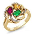 High Quality Women's Colorful Cubic Zirconia Ring Copper Silver Plated Floral Finger Ring view 5