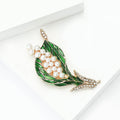 Alloy Green Enamel Brooch Elegant Suit Lapel Pin For Apparel view 4