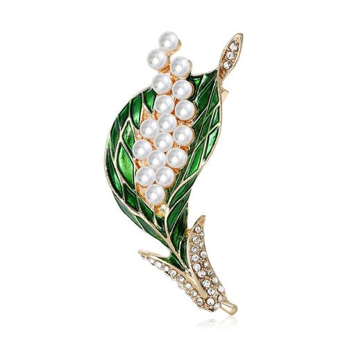Alloy Green Enamel Brooch Elegant Suit Lapel Pin For Apparel