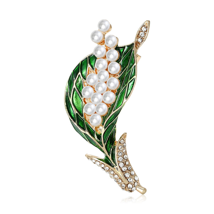 Alloy Green Enamel Brooch Elegant Suit Lapel Pin For Apparel