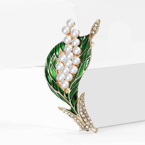 Alloy Green Enamel Brooch Elegant Suit Lapel Pin For Apparel