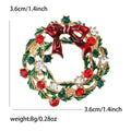Alloy Enamel Rhinestone Christmas Wreath Brooch Festive Lapel Pin For Apparel view 5