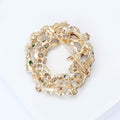 Alloy Enamel Rhinestone Christmas Wreath Brooch Festive Lapel Pin For Apparel view 4