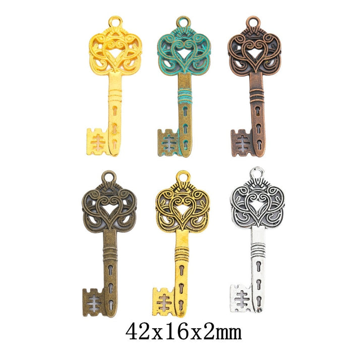 Zinc Alloy Key Charm Pendant No.904267 for DIY Necklace Bracelet Jewelry Making