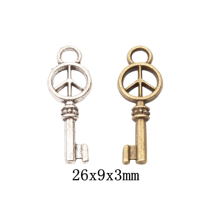 DIY Jewelry Accessories Antique Alloy Key Peace Pendant Charm For Necklace Making