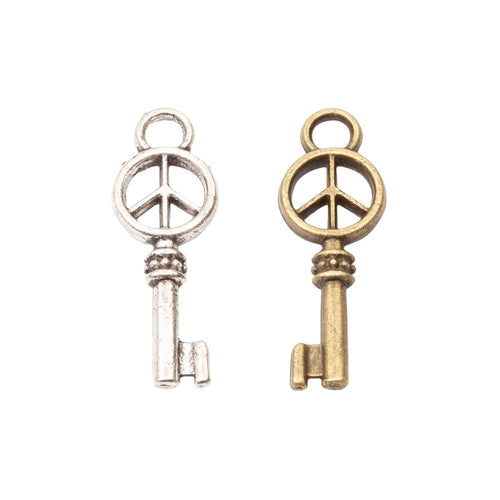 DIY Jewelry Accessories Antique Alloy Key Peace Pendant Charm For Necklace Making