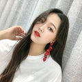 2026 New Rose Petal Alloy Tassel Drop Earrings For Women, Statement Fashion OL Floral Jewelry view 3