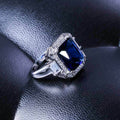 Luxury Blue Gemstone Wedding Band Creative Engagement Ring European American Hand Jewelry view 3