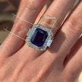 Luxury Blue Gemstone Wedding Band Creative Engagement Ring European American Hand Jewelry view 5