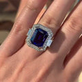Luxury Blue Gemstone Wedding Band Creative Engagement Ring European American Hand Jewelry view 6