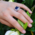 Luxury Blue Gemstone Wedding Band Creative Engagement Ring European American Hand Jewelry view 2