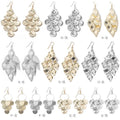 European Exaggerated Long Hollow Leaf Heart Earrings Matte Round Disc Tassel Drop Earrings view 4