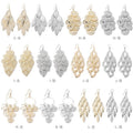 European Exaggerated Long Hollow Leaf Heart Earrings Matte Round Disc Tassel Drop Earrings view 3