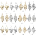 European Exaggerated Long Hollow Leaf Heart Earrings Matte Round Disc Tassel Drop Earrings view 2