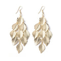European Exaggerated Long Hollow Leaf Heart Earrings Matte Round Disc Tassel Drop Earrings view 5