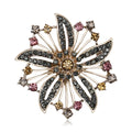 Alloy Rhinestone Coffee Gold Brooch For Women Apparel Decoration view 1