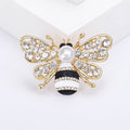 Alloy Enamel Bee Brooch With Rhinestone Zircon Pearl Detail view 3