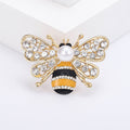 Alloy Enamel Bee Brooch With Rhinestone Zircon Pearl Detail view 4