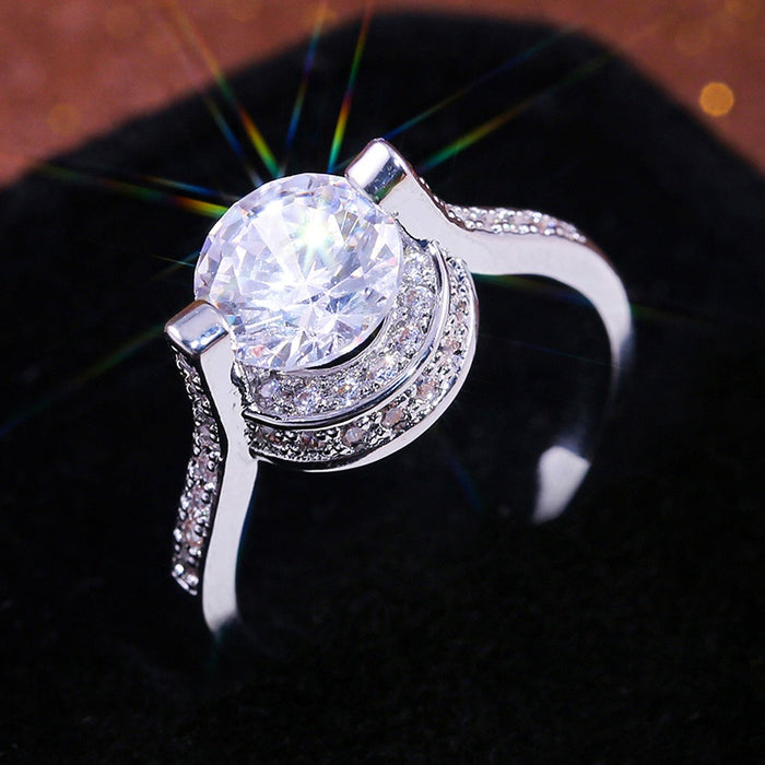 Creative Floating Zircon Copper Jewelry Ring, Fashion Women Engagement Hand Accessory