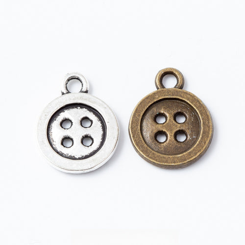 Zinc Alloy Button Charm Pendant for DIY Necklace Bracelet Jewelry Making