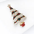 Alloy Rhinestone Christmas Tree Brooch Pin For Holiday Clothing Decoration view 3