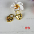 Gold Tone Heart Padlock Pendant Charm with Floral Cutouts view 2