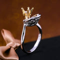 Two Tone Crown Cubic Zirconia Women's Wedding Ring With Fashion Queen Shawl Design view 4