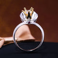 Two Tone Crown Cubic Zirconia Women's Wedding Ring With Fashion Queen Shawl Design view 2